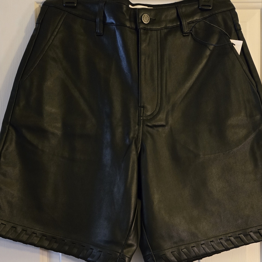 Honor the Gift Black Faux Leather Shorts